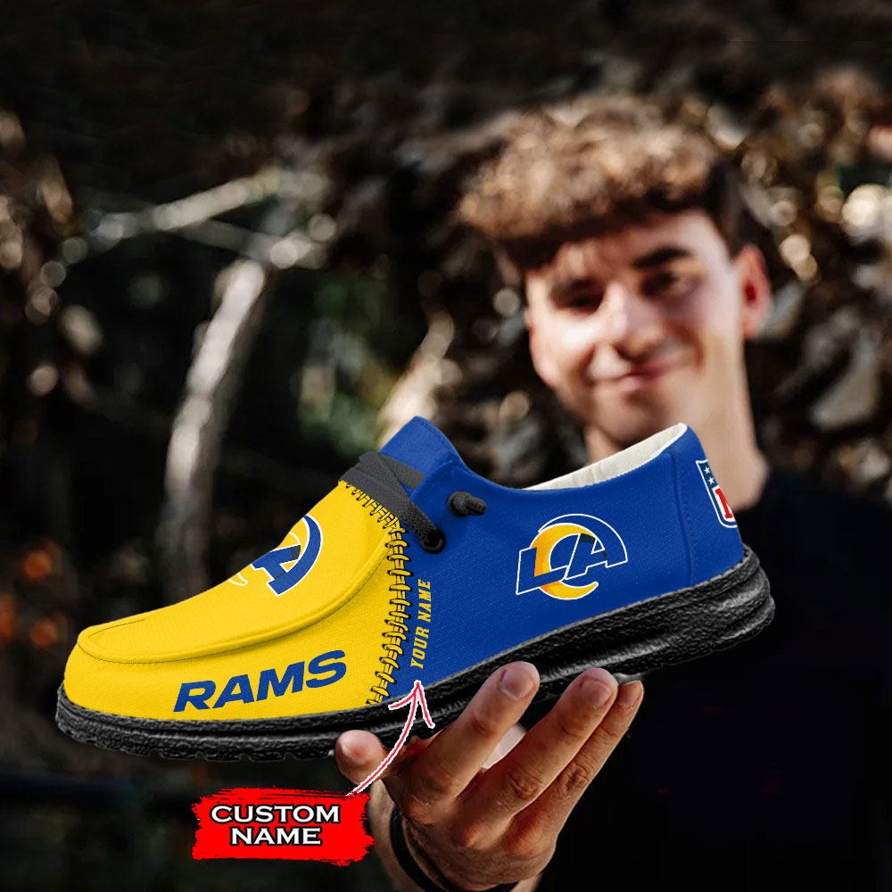 Los Angeles Rams Moccasin Slippers Hey  Dude Shoes Printed For Men And Women - Image 2