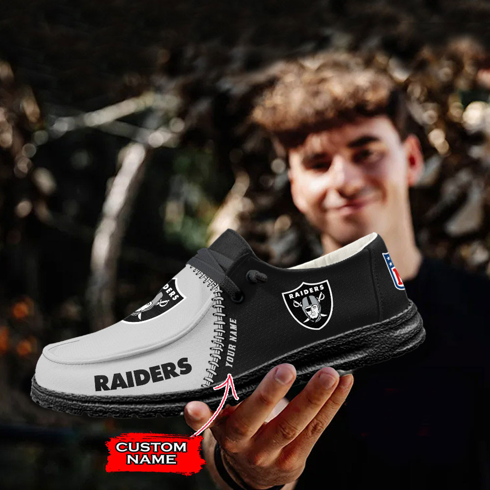 Las Vegas Raiders Moccasin Slippers Hey  Dude Shoes Printed For Men And Women - Image 2