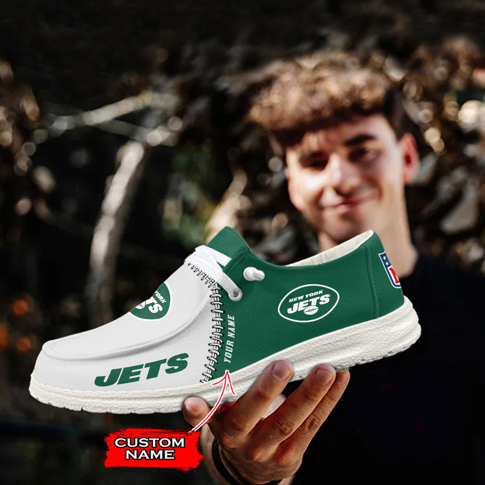 New York Jets Moccasin Slippers Hey Dude Shoes Printed For Men And Women - Image 3