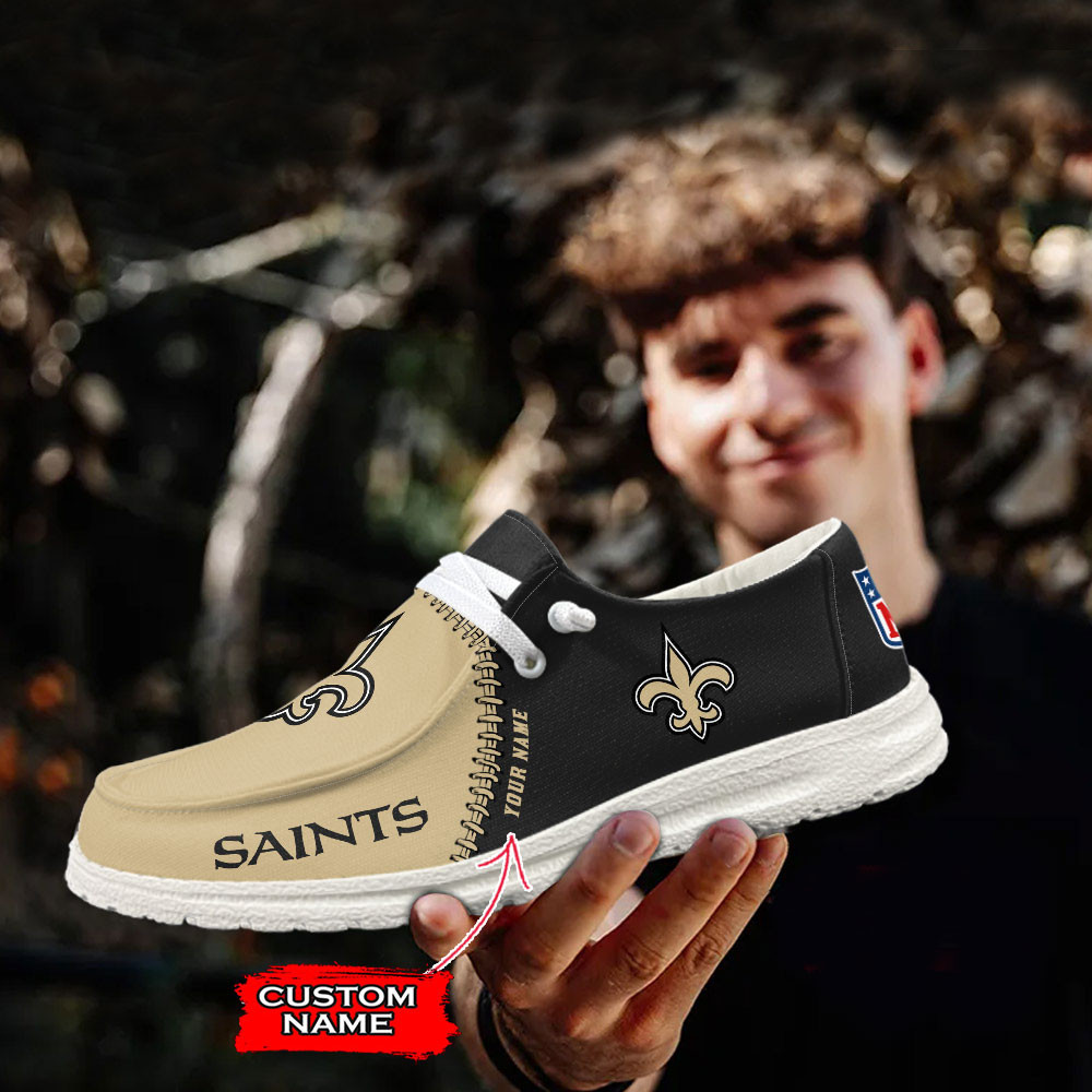 New Orleans Saints Moccasin Slippers Hey Dude Shoes Printed For Men And Women - Image 3