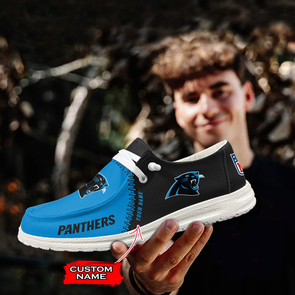 Carolina Panthers Moccasin Slippers Hey  Dude Shoes Printed For Men And Women - Image 3
