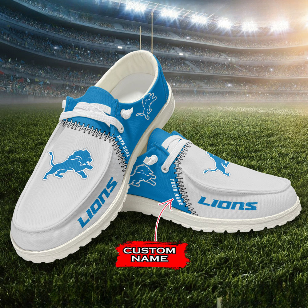 Detroit Lions Moccasin Slippers Hey Dude Shoes Printed For Men And Women - Image 4