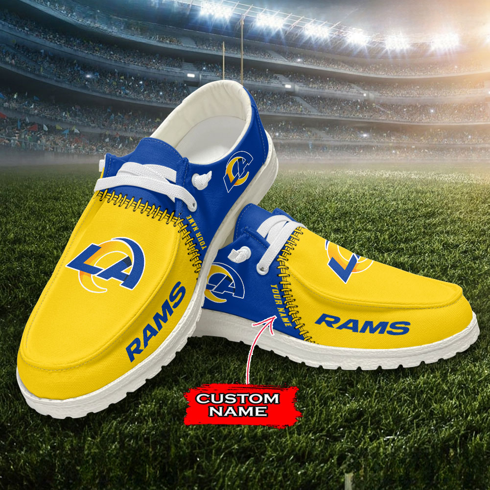 Los Angeles Rams Moccasin Slippers Hey  Dude Shoes Printed For Men And Women - Image 4