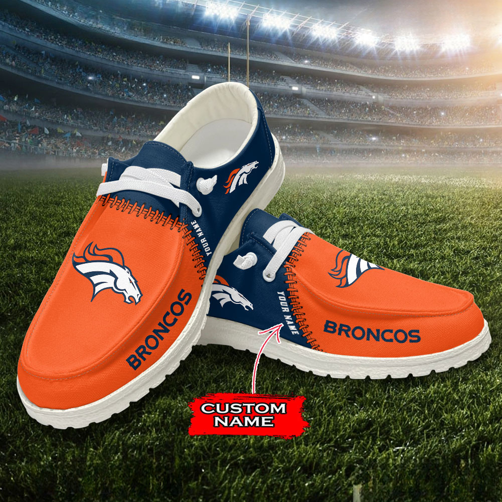 Denver Broncos Moccasin Slippers Hey Dude Shoes Printed For Men And Women - Image 4