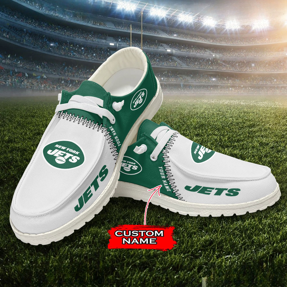 New York Jets Moccasin Slippers Hey Dude Shoes Printed For Men And Women - Image 4