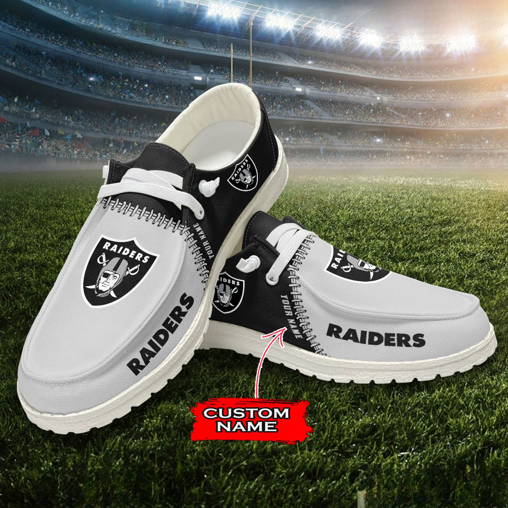 Las Vegas Raiders Moccasin Slippers Hey  Dude Shoes Printed For Men And Women - Image 4
