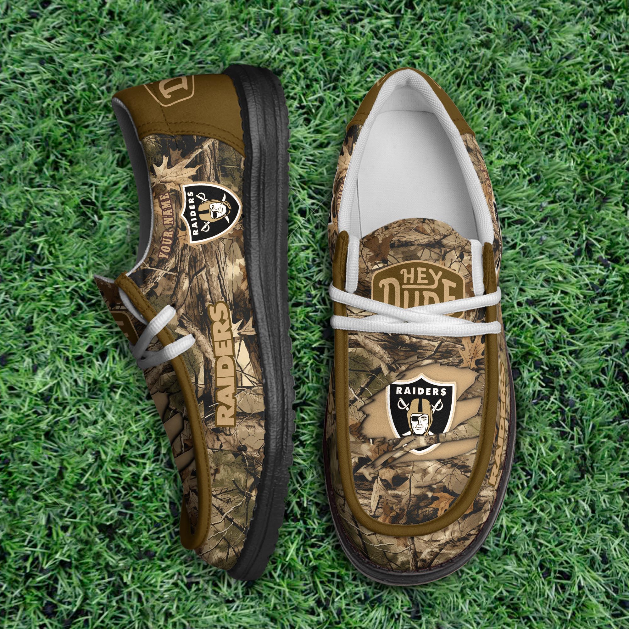 Las Vegas Raiders Camo Hunting Thickened Hey  Dude Shoes Printed For Men And Women - Image 2