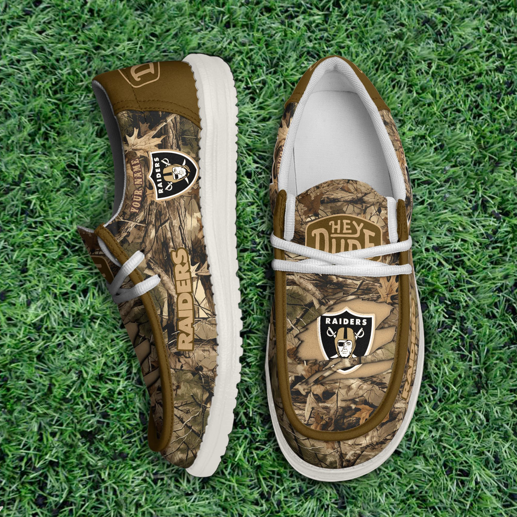 Las Vegas Raiders Camo Hunting Thickened Hey  Dude Shoes Printed For Men And Women - Image 3