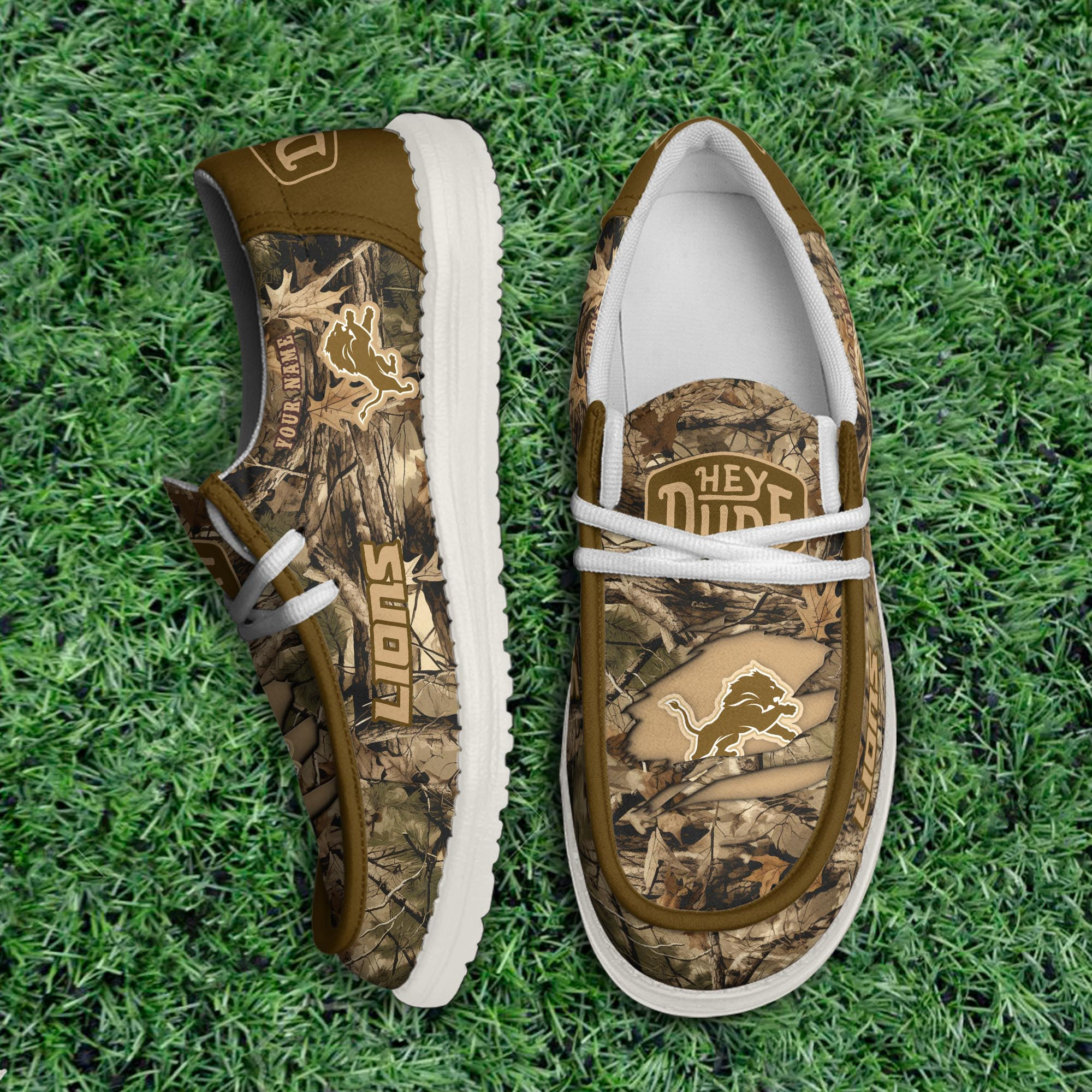 Detroit Lions Camo Hunting Thickened Hey Dude Shoes Printed For Men And Women - Image 3