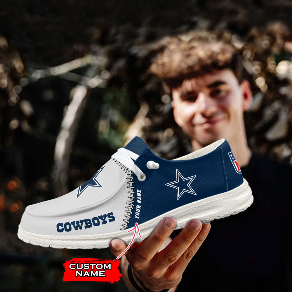 Dallas Cowboys Moccasin Slippers Hey Dude Shoes Printed For Men And Women - Image 3