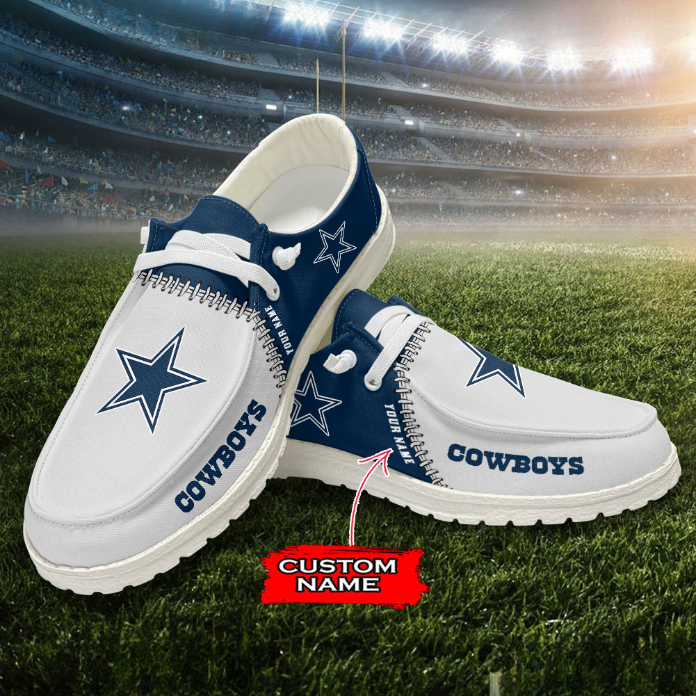 Dallas Cowboys Moccasin Slippers Hey Dude Shoes Printed For Men And Women - Image 4