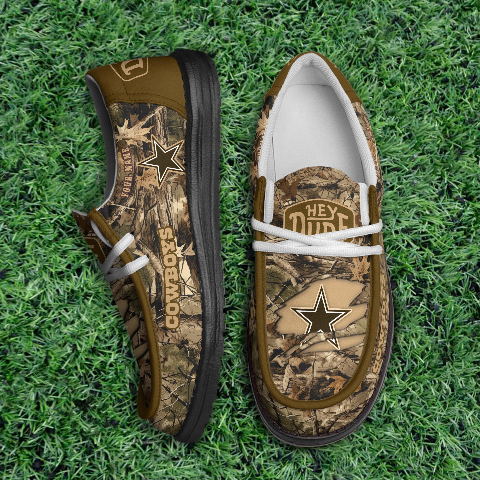 Dallas Cowboys Camo Hunting Thickened Hey  Dude Shoes Printed For Men And Women - Image 2