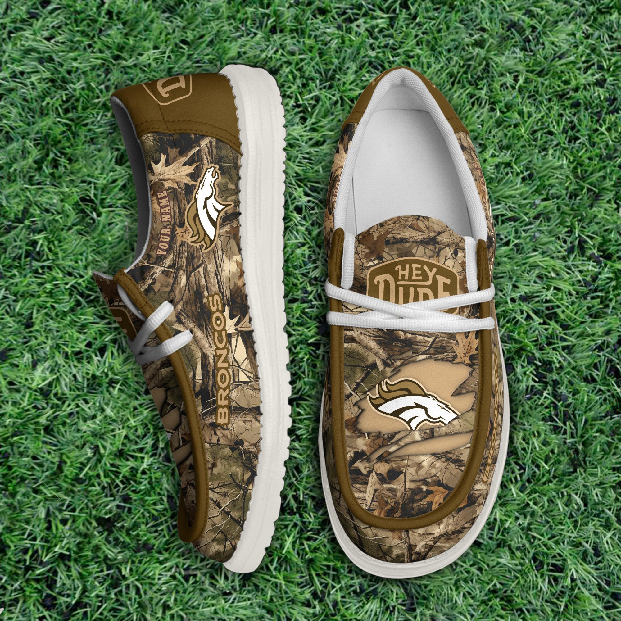 Denver Broncos Camo Hunting Thickened Hey Dude Shoes Printed For Men And Women - Image 3