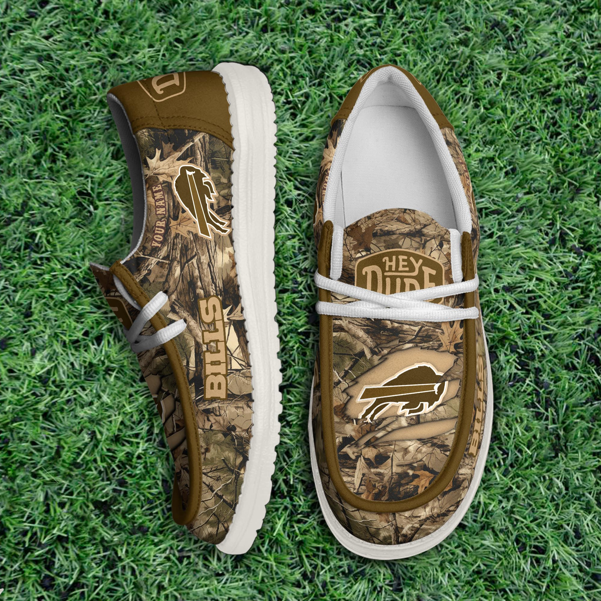 Buffalo Bills Camo Hunting Thickened Hey Dude Shoes Printed For Men And Women - Image 3