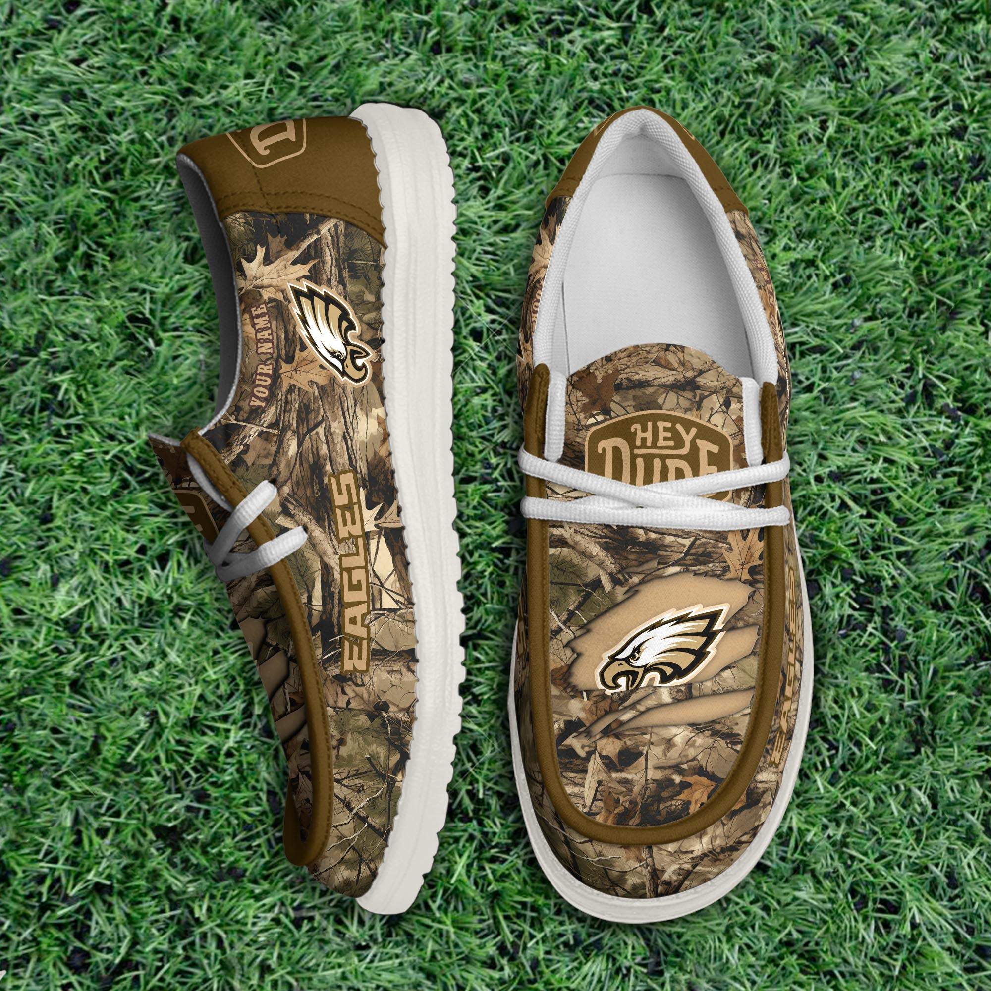 Philadelphia Eagles Camo Hunting Thickened Hey Dude Shoes Printed For Men And Women - Image 3