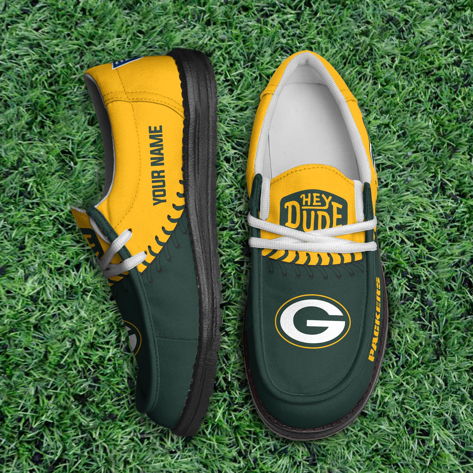 Green Bay Packers Thickened Hey  Dude Shoes Printed For Men And Women - Image 2