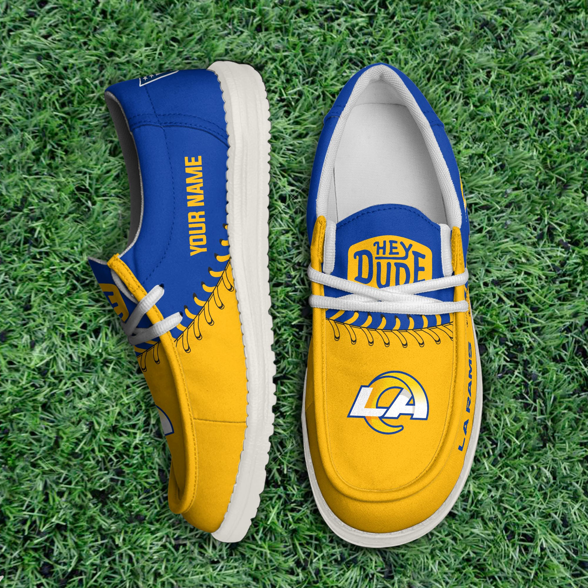 Los Angeles Rams Thickened Hey  Dude Shoes Printed For Men And Women - Image 3