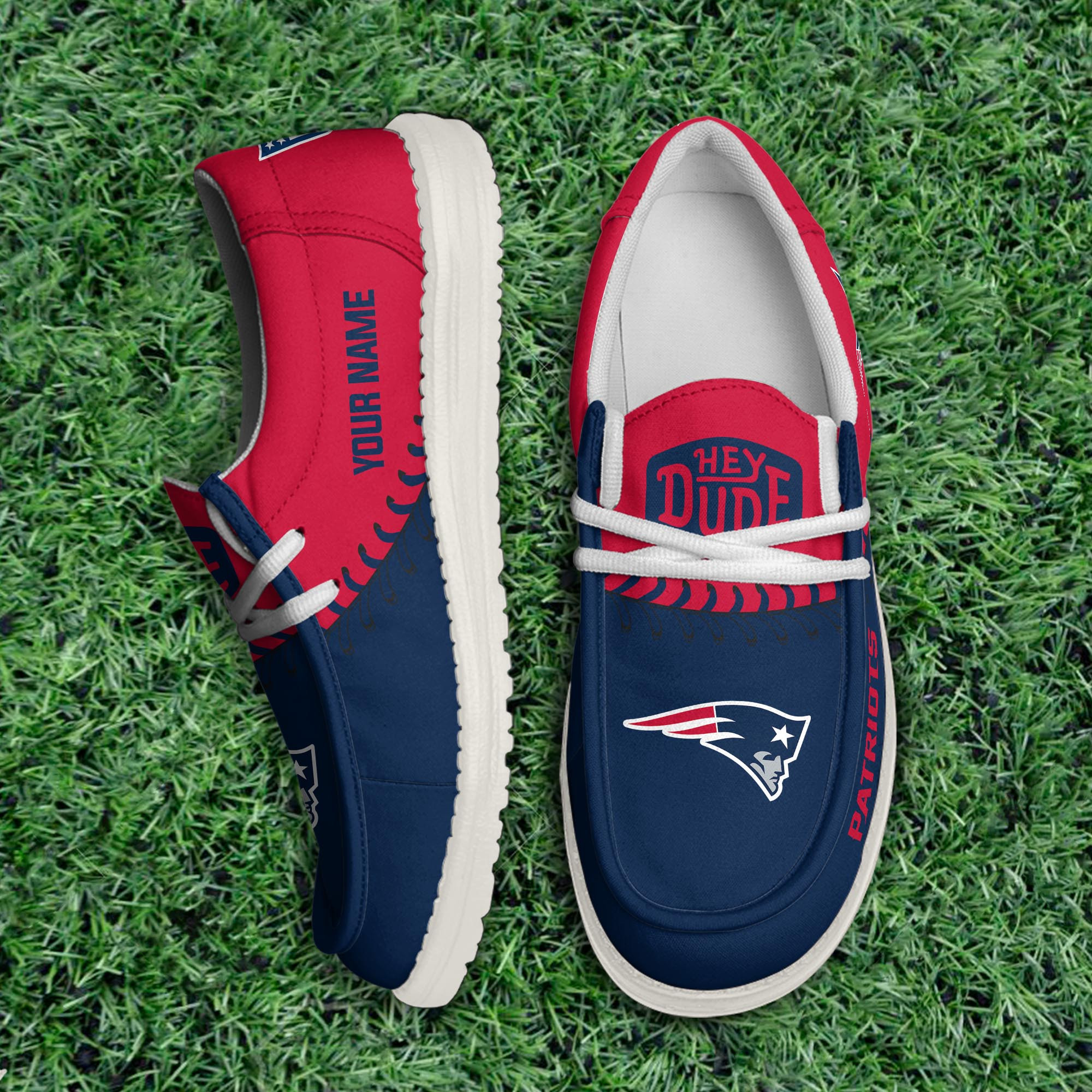 New England Patriots Thickened Hey Dude Shoes Printed For Men And Women - Image 3