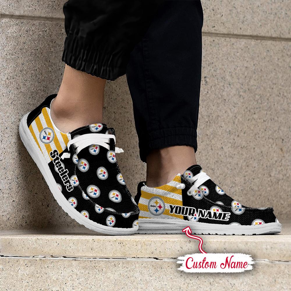 Pittsburgh Steelers Logo Pattern Hey  Dude Shoes Printed For Men And Women - Image 2