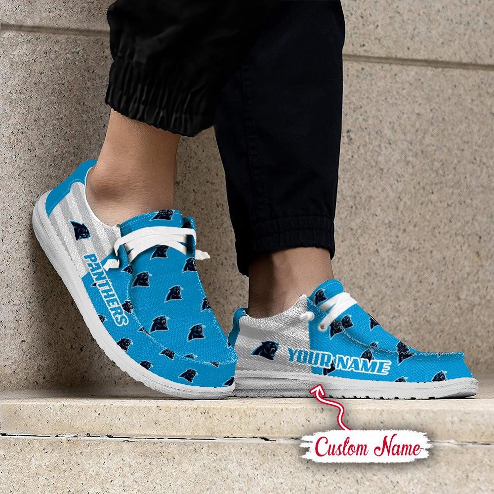 Carolina Panthers Logo Pattern Hey  Dude Shoes Printed For Men And Women - Image 2