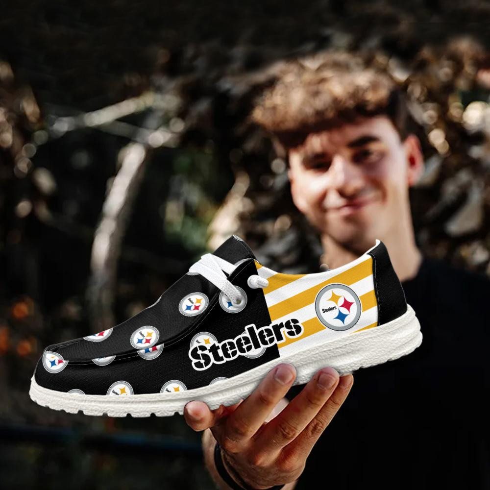 Pittsburgh Steelers Logo Pattern Hey  Dude Shoes Printed For Men And Women - Image 3