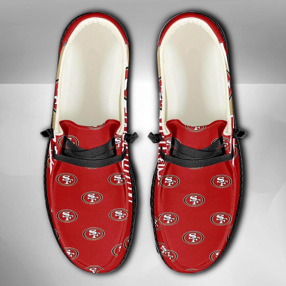 San Francisco 49ers Logo Pattern Hey  Dude Shoes Printed For Men And Women - Image 4