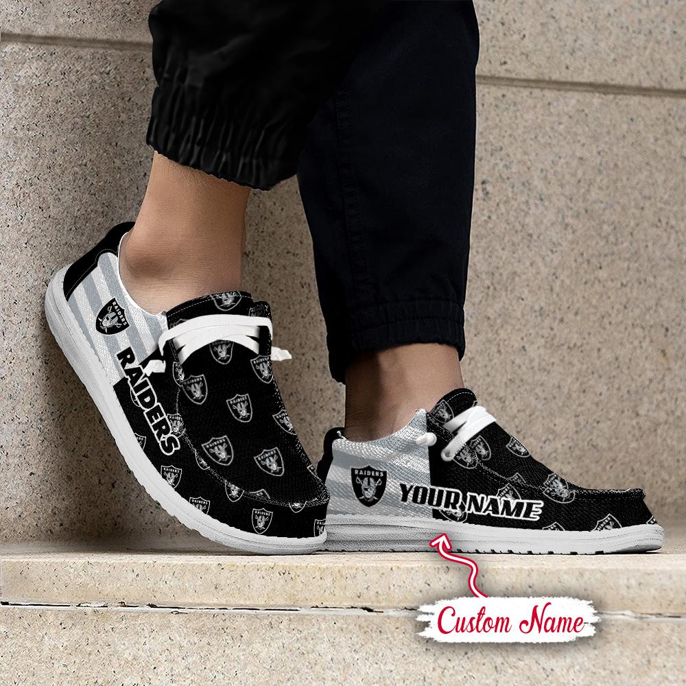 Las Vegas Raiders Logo Pattern Hey  Dude Shoes Printed For Men And Women - Image 2