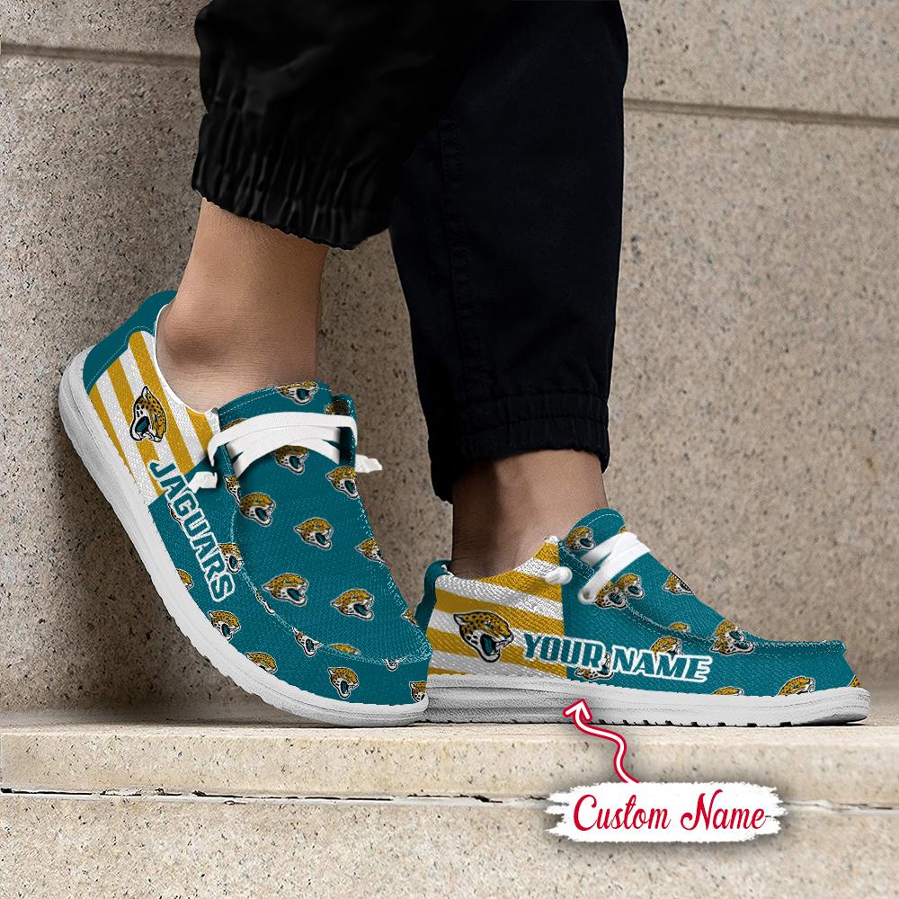 Jacksonville Jaguars Logo Pattern Hey  Dude Shoes Printed For Men And Women - Image 2
