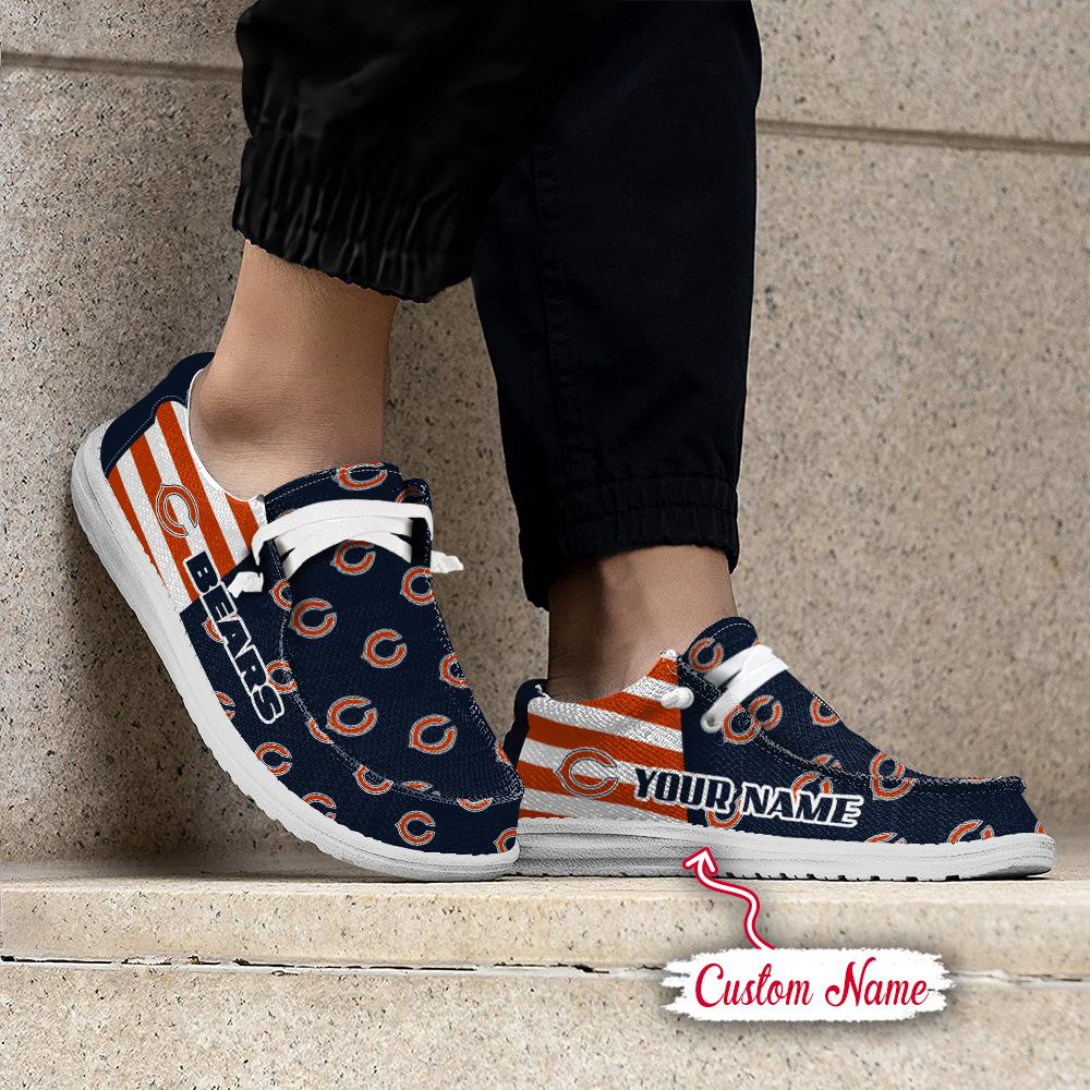 Chicago Bears Logo Pattern Hey  Dude Shoes Printed For Men And Women - Image 2