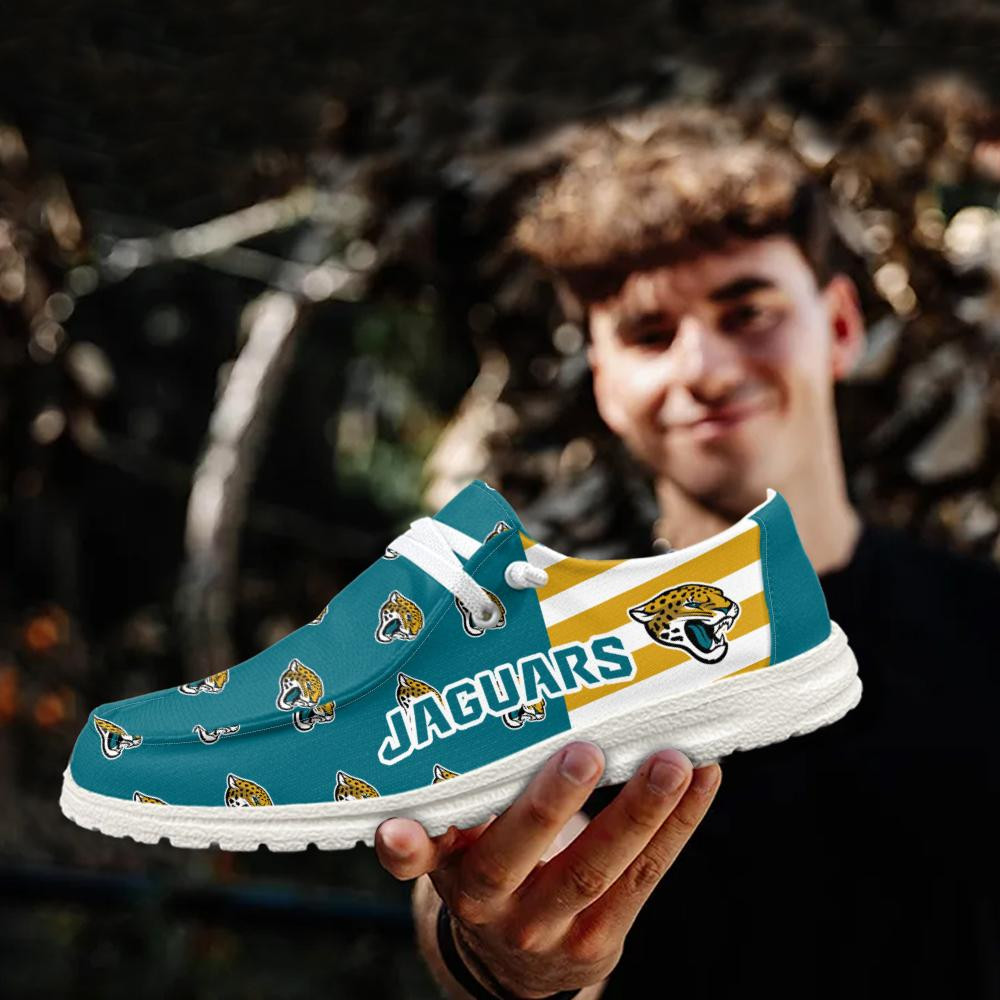 Jacksonville Jaguars Logo Pattern Hey  Dude Shoes Printed For Men And Women - Image 3