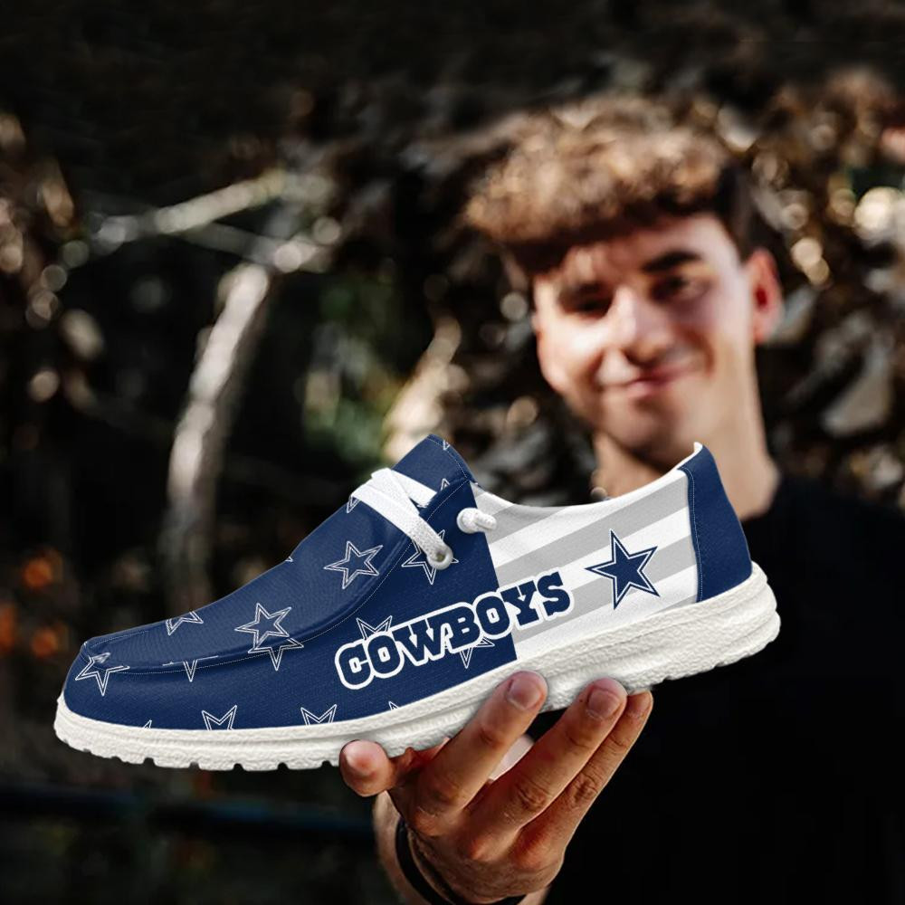 Dallas Cowboys Logo Pattern Hey  Dude Shoes Printed For Men And Women - Image 3