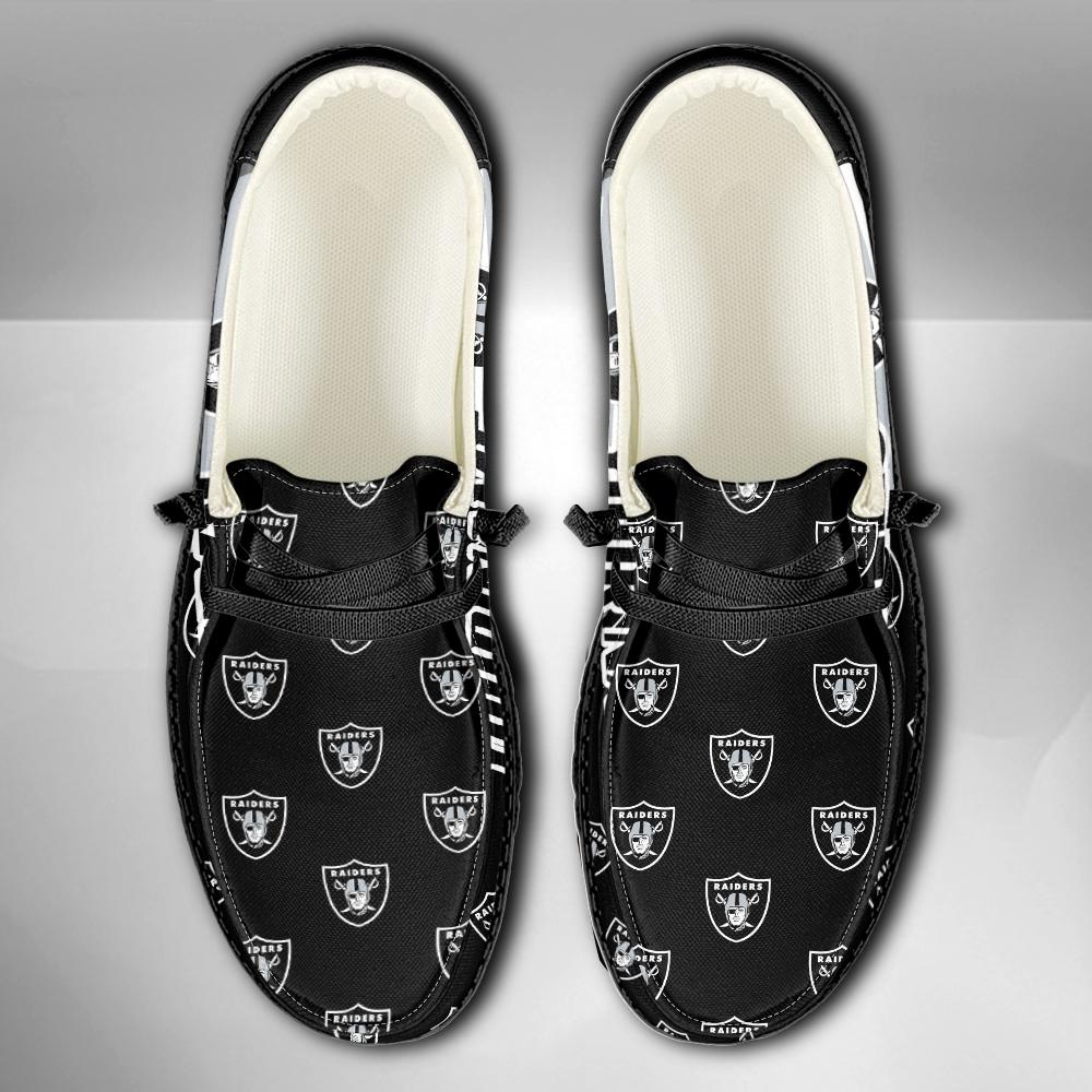 Las Vegas Raiders Logo Pattern Hey  Dude Shoes Printed For Men And Women - Image 4