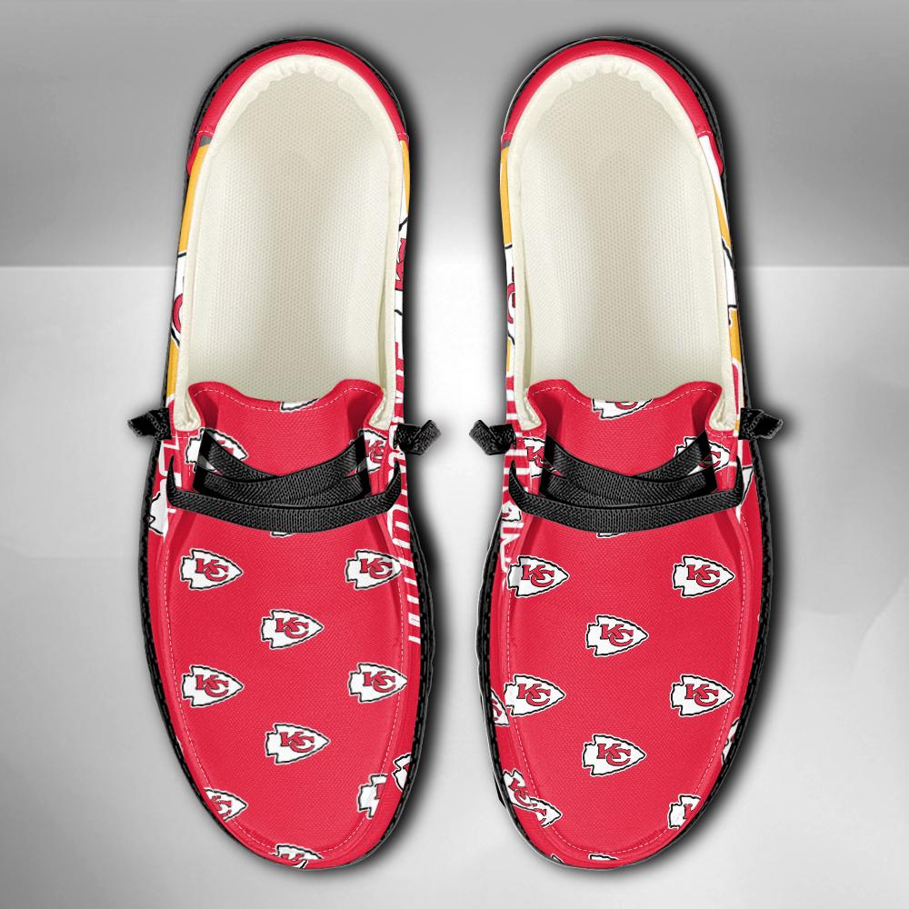 Kansas City Chiefs Logo Pattern Hey  Dude Shoes Printed For Men And Women - Image 4