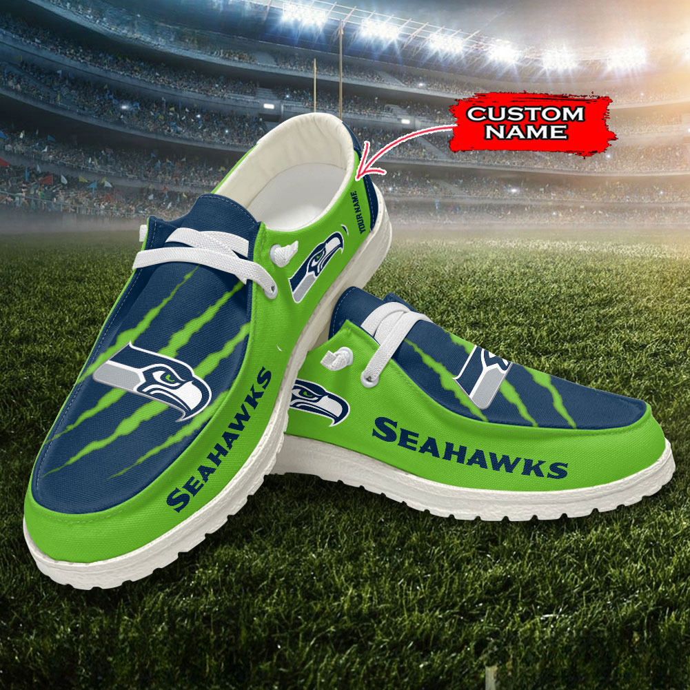 Seattle seahawks Scratch Hey  Dude Shoes Printed For Men And Women Moccasin Slipper - Image 2