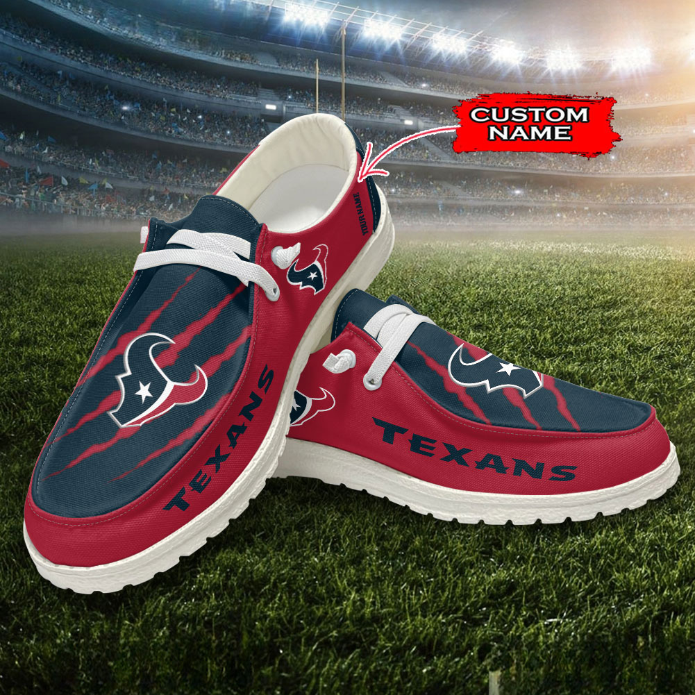 Houston Texans Scratch Hey  Dude Shoes Printed For Men And Women Moccasin Slipper - Image 2