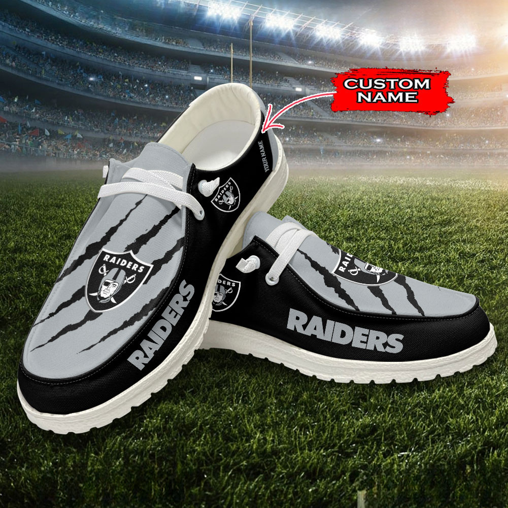 Las Vegas Raiders Scratch Hey  Dude Shoes Printed For Men And Women Moccasin Slipper - Image 2