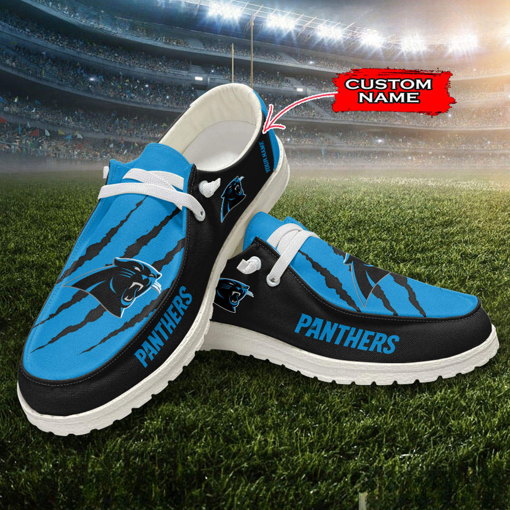Carolina Panthers Scratch Hey  Dude Shoes Printed For Men And Women Moccasin Slipper - Image 2
