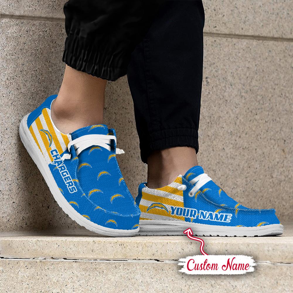 Los Angeles Chargers Logo Pattern Hey  Dude Shoes Printed For Men And Women - Image 2