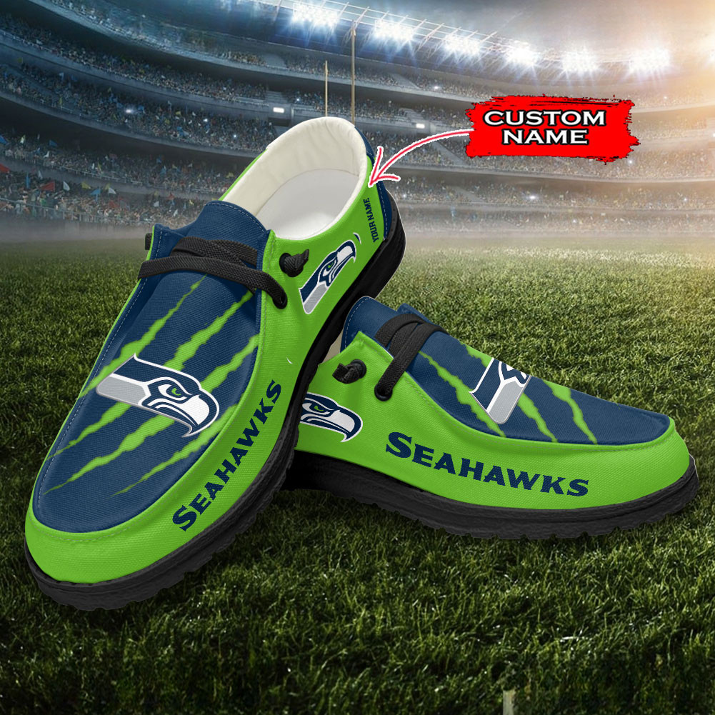 Seattle seahawks Scratch Hey  Dude Shoes Printed For Men And Women Moccasin Slipper - Image 3