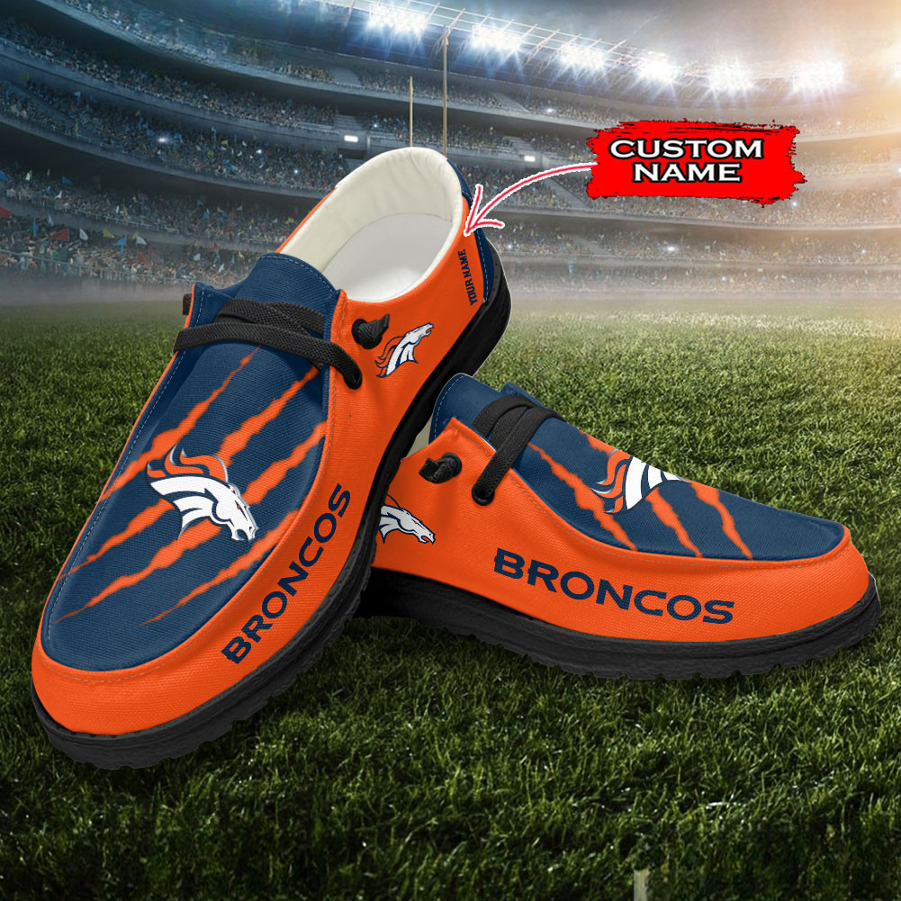 Denver Broncos Scratch Hey  Dude Shoes Printed For Men And Women Moccasin Slipper - Image 3