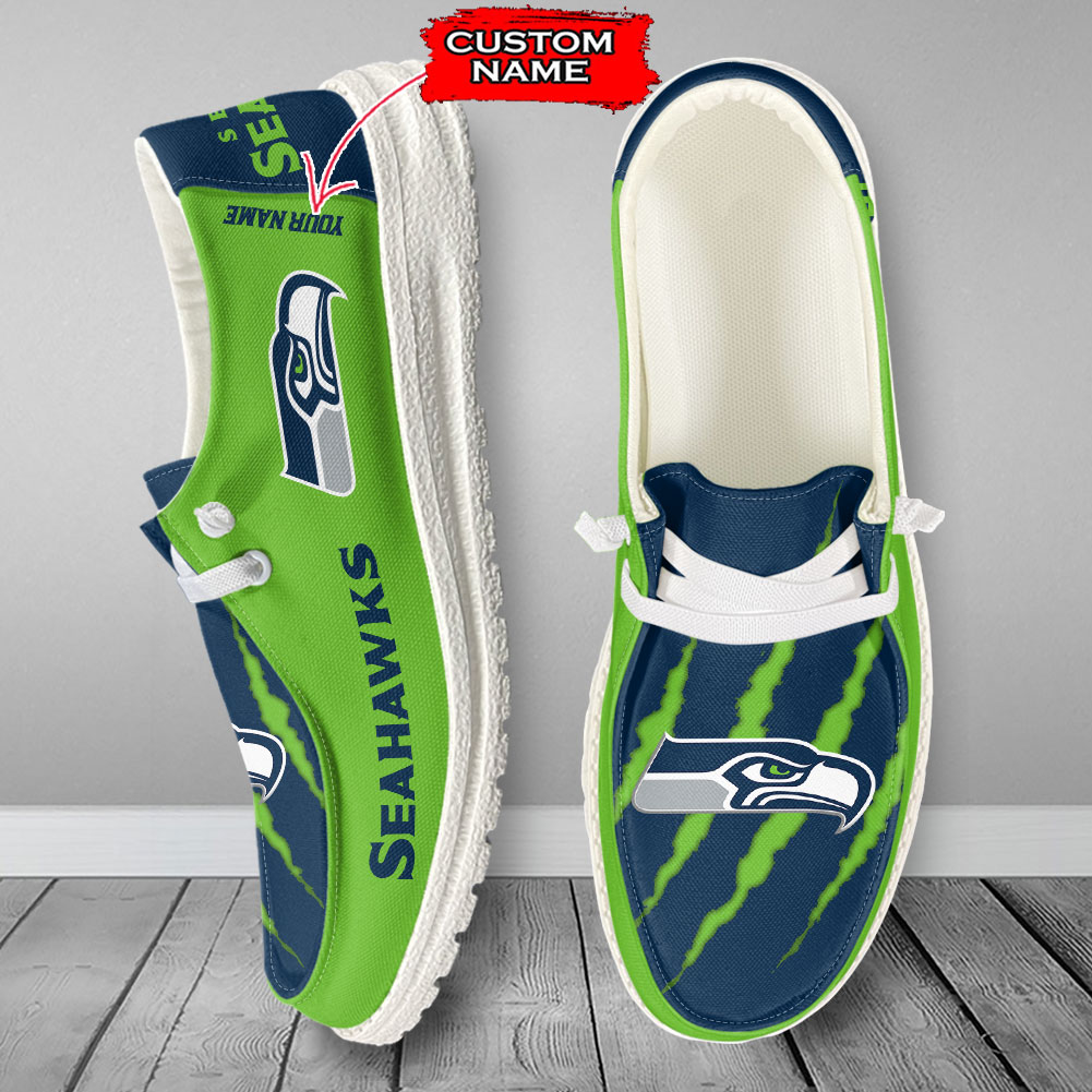 Seattle seahawks Scratch Hey  Dude Shoes Printed For Men And Women Moccasin Slipper - Image 4