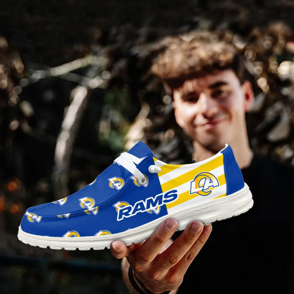 Los Angeles Rams Logo Pattern Hey  Dude Shoes Printed For Men And Women - Image 3