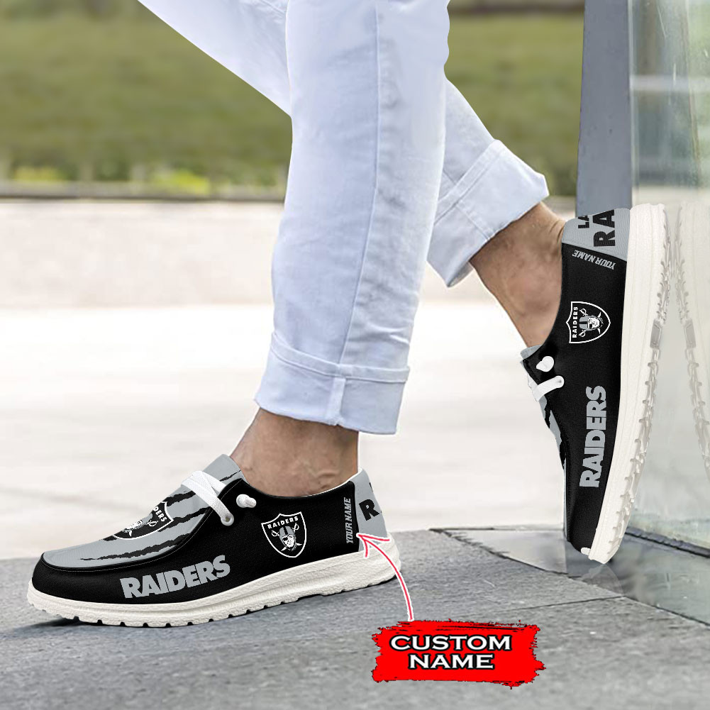 Las Vegas Raiders Scratch Hey  Dude Shoes Printed For Men And Women Moccasin Slipper - Image 4
