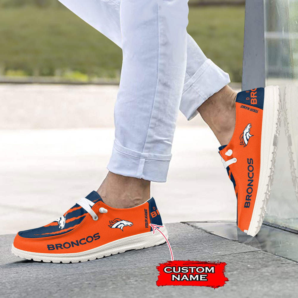 Denver Broncos Scratch Hey  Dude Shoes Printed For Men And Women Moccasin Slipper - Image 4