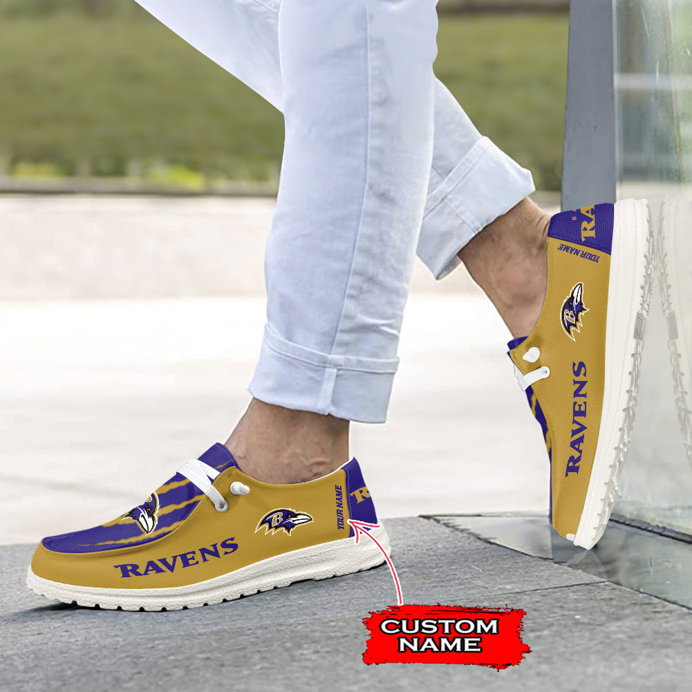 Baltimore Ravens Scratch Hey Dude Shoes Printed For Men And Women Moccasin Slipper - Image 4