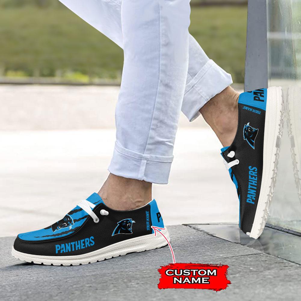 Carolina Panthers Scratch Hey  Dude Shoes Printed For Men And Women Moccasin Slipper - Image 4
