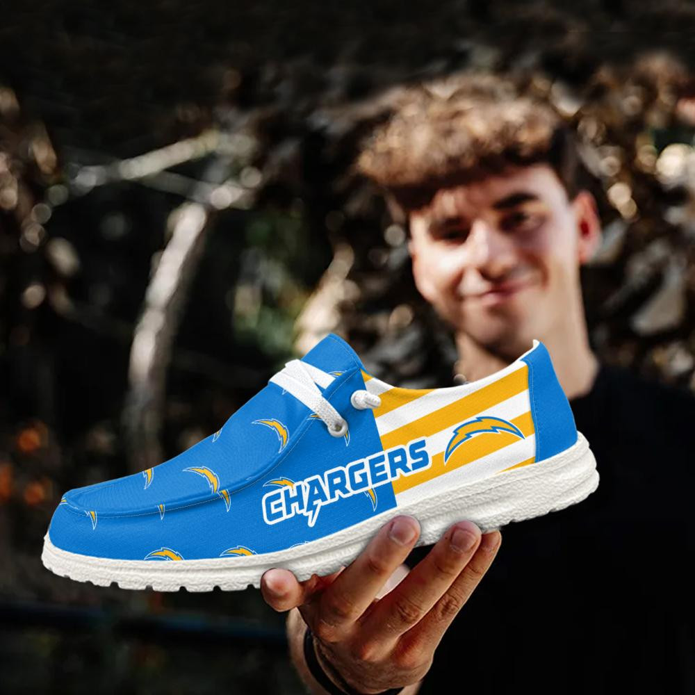 Los Angeles Chargers Logo Pattern Hey  Dude Shoes Printed For Men And Women - Image 3