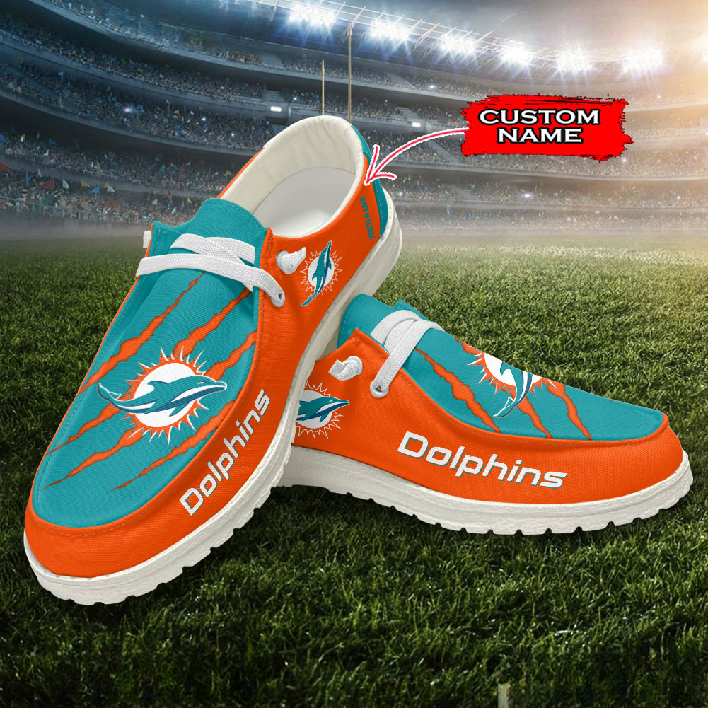 Miami Dolphins Scratch Hey  Dude Shoes Printed For Men And Women Moccasin Slipper - Image 2