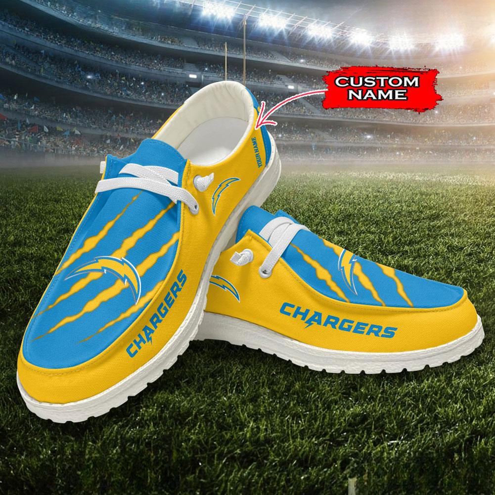 Los Angeles Chargers Scratch Hey  Dude Shoes Printed For Men And Women Moccasin Slipper - Image 2