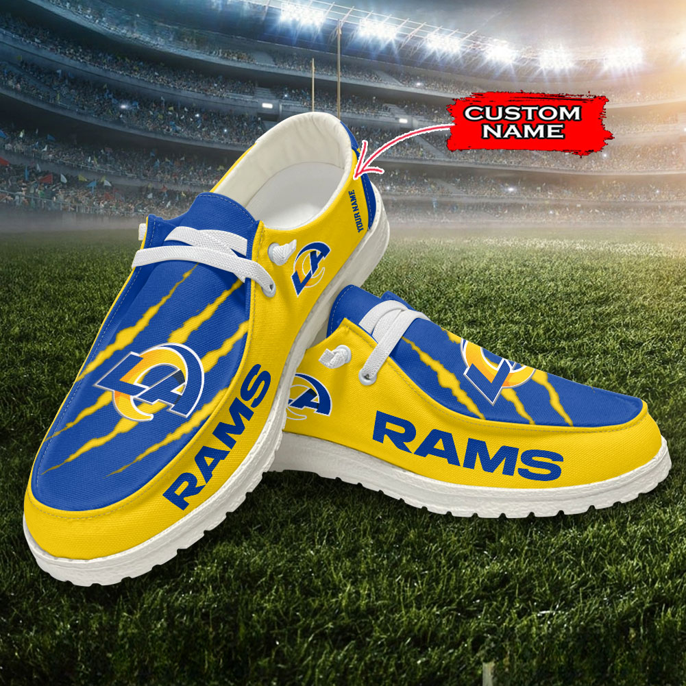 Los Angeles Rams Scratch Hey  Dude Shoes Printed For Men And Women Moccasin Slipper - Image 2